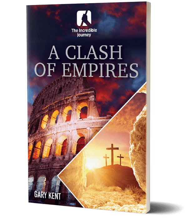A book with the cross and the colosseum